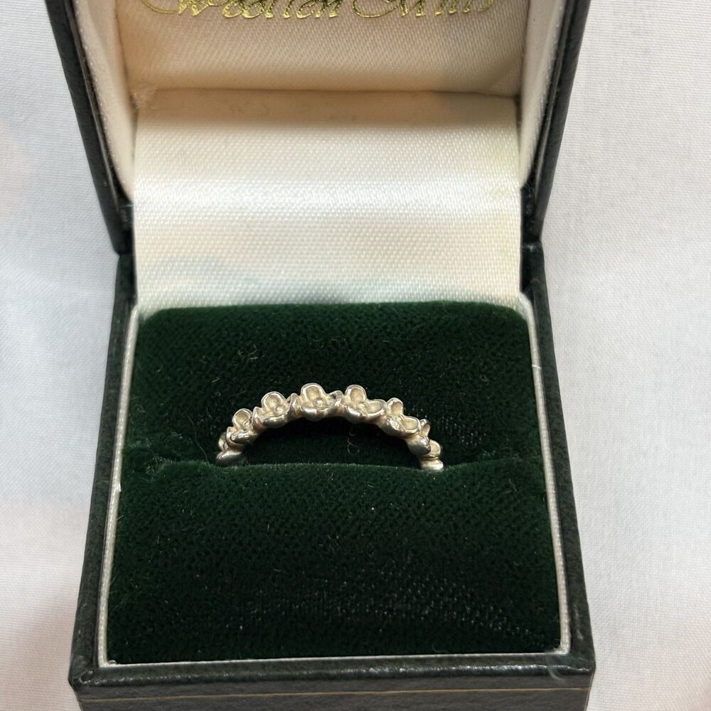 FLORAL ELEGANCE Authentic PANDORA St Silver STACKABLE BAND Ring Sz 7.5 925 - Picture 2 of 12